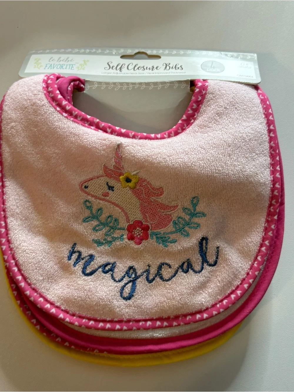 Pink Newborn Baby Pajama Set with Unicorn Bib & Plush Comforter